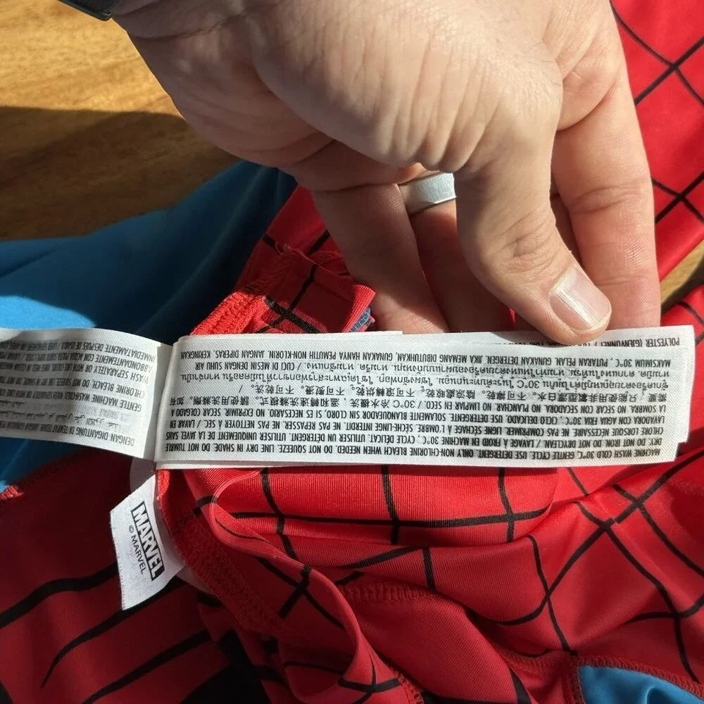 Disney Store Spider-Man Adaptive Swimsuit Rashguard‎ Sz Large *UPF 50+* Marvel